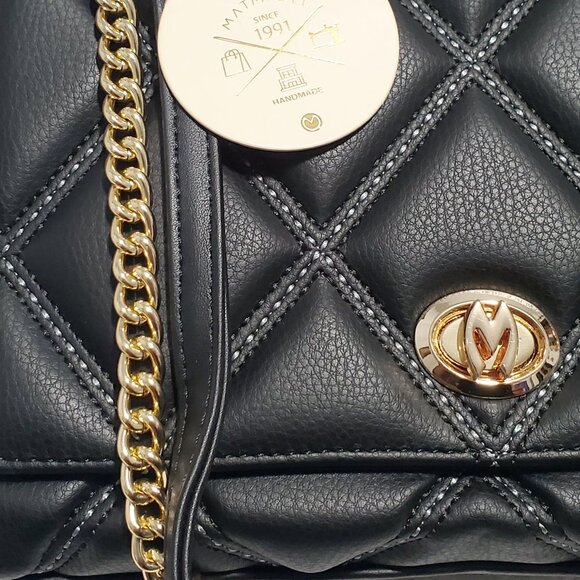 MATMAZEL "Amanda" Shoulder Bag- "M" Turnkey Lock- Medium- Black - Picture 7 of 14